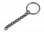 Schlüsselring Ø25 mm mit Kette nickel schwarz